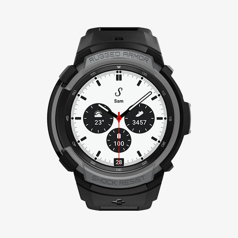 ACS06488 - Galaxy Watch 6 Classic (47mm) Case Rugged Armor Pro in black showing the front